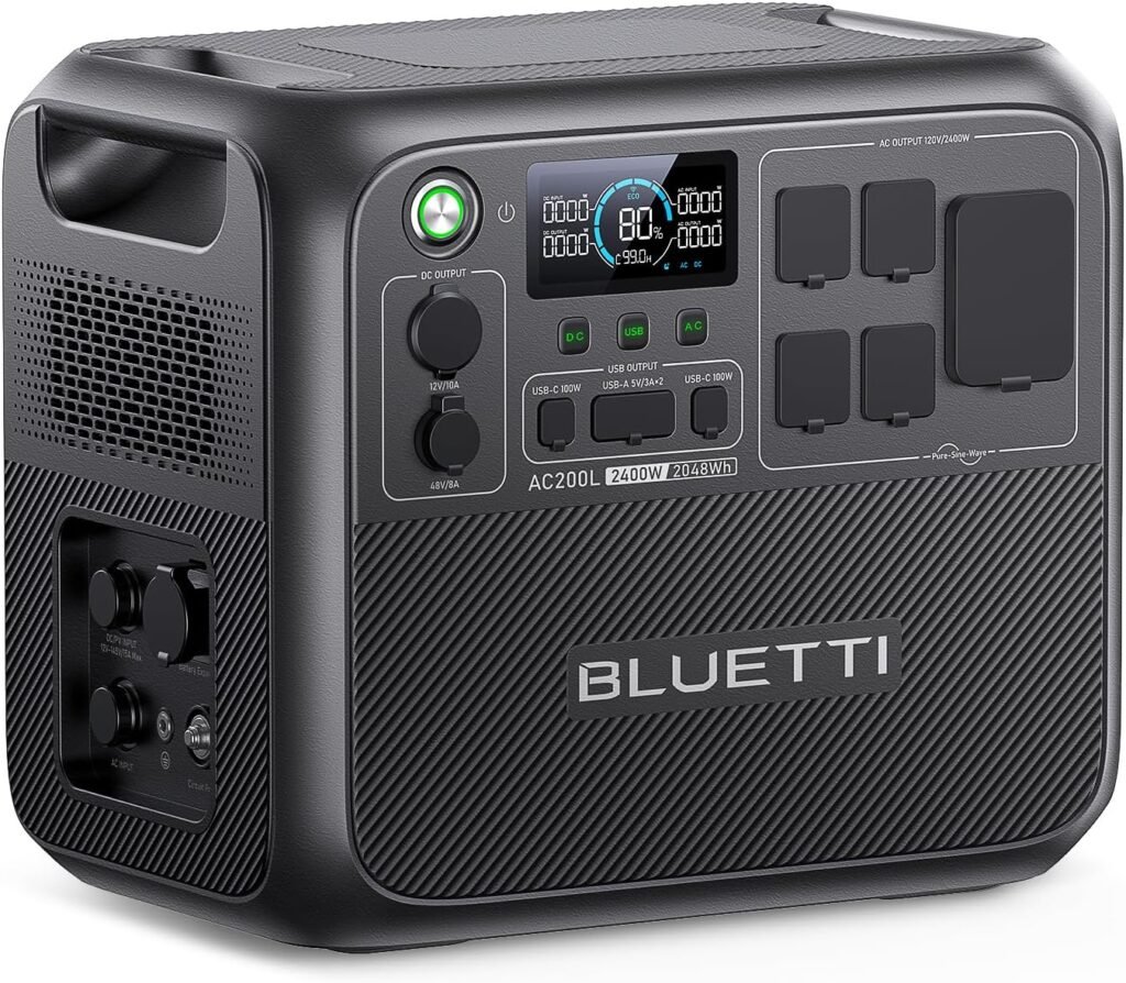 BLUETTI AC200L Portable Power Station, 2048Wh LiFePO4 Battery Backup, Expandable to 8192Wh w/ 2400W AC Outlets (3600W Power Lifting), 30A RV Output, Solar Generator for Camping, Home Use, Emergency
