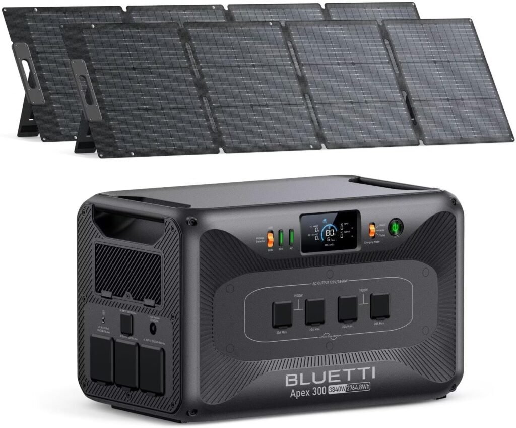 BLUETTI Apex Solar Generator 2x200W Solar Panel Included 2764.8Wh LFP | Portable Power Station with 3840W AC Outlets 7680W Surge, Simultaneous 120V/240V Dual Voltage for Camping, Off-Grid Living BLUETTI Apex Solar Generator 2x200W Solar Panel Included 2764.8Wh LFP | Portable Power Station with 3840W AC Outlets 7680W Surge, Simultaneous 120V/240V Dual Voltage for Camping, Off-Grid Living