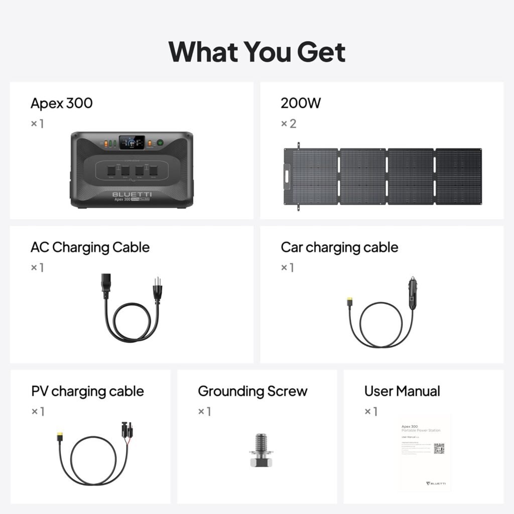 BLUETTI Apex Solar Generator 2x200W Solar Panel Included 2764.8Wh LFP | Portable Power Station with 3840W AC Outlets 7680W Surge, Simultaneous 120V/240V Dual Voltage for Camping, Off-Grid Living BLUETTI Apex Solar Generator 2x200W Solar Panel Included 2764.8Wh LFP | Portable Power Station with 3840W AC Outlets 7680W Surge, Simultaneous 120V/240V Dual Voltage for Camping, Off-Grid Living
